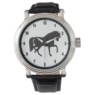 Vintage Black & White Horse Silhouette Armbandsur