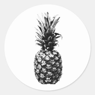 Vintage Black white Modern Tropical Pineapple Runt Klistermärke