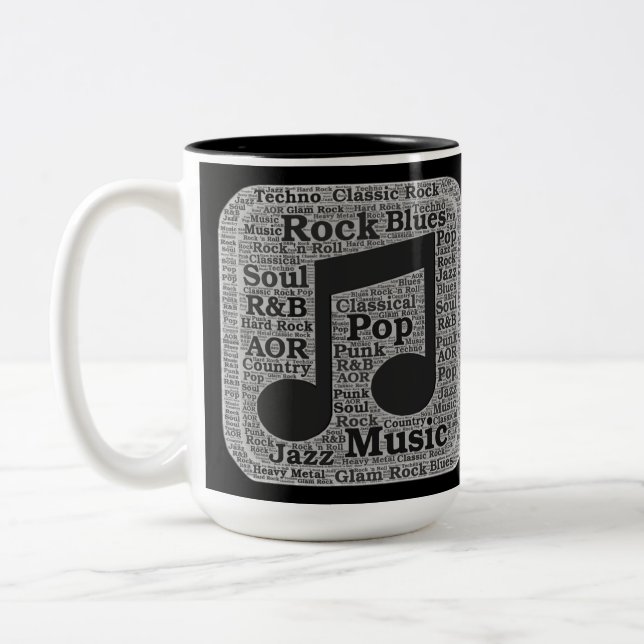 Vintage Black & White Music Genres Två-Tonad Mugg (Vänster)