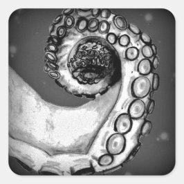 Vintage Black & White Nautical Octopus Tentacle Fyrkantigt Klistermärke