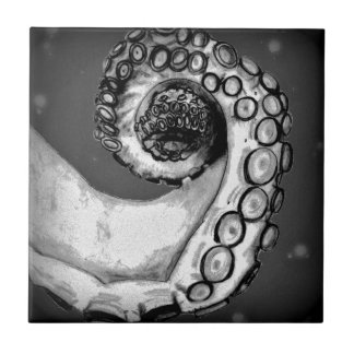 Vintage Black & White Nautical Octopus Tentacle Kakelplatta