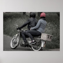 Vintage Black & White par på Poster av motorcykel