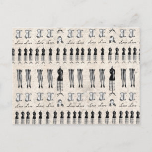 Vintage Black White Paris Mode Mannequin Vykort
