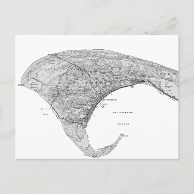 Vintage Black & White Provincetown Vykort (Framsida)