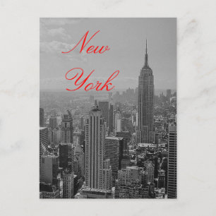 Vintage Black & White Red Script New York-vykort Vykort