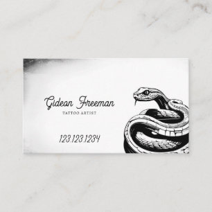Vintage Black & White Snake Tattoo Shop Visitkort