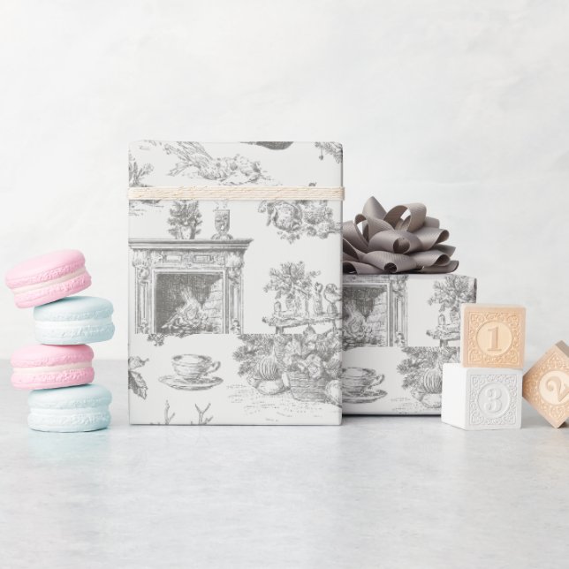 Vintage Black Winter Seamless Pattern Holiday Presentpapper (Baby Shower)