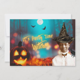 Vintage Black Witch Halloween fest Inbjudningar