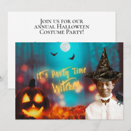 Vintage Black Witch Halloween fest Inbjudningar