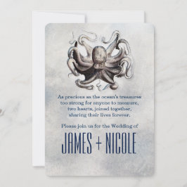 Vintage bläckfisk Havssalt Strand Bröllopsinbjudni Inbjudningar