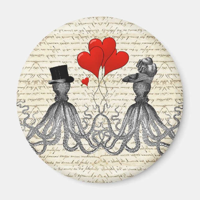 Vintage, bläckfisk och hjärta magnet (Framsidan)