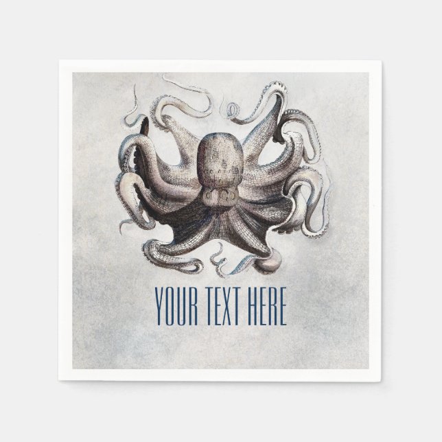 Vintage bläckfisk strand eleganta servetter för br (Framsidan)