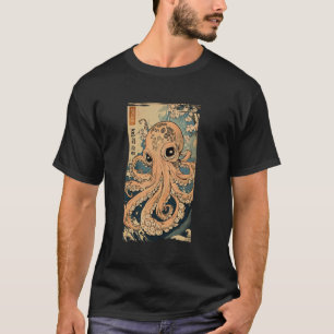 Vintage bläckfisk Ukiyo-e Japansk Retro Blommar Oc T Shirt