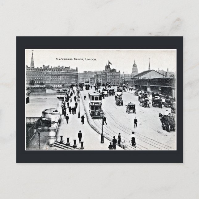 Vintage Blackfriars Bridge London England Vykort (Framsida)