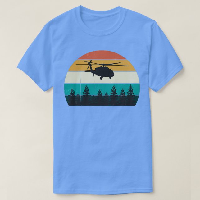 Vintage Blackhawk Helicopter Retro Krig Sunset T Shirt (Design framsida)