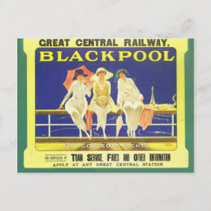 Vintage, Blackpool, England, Järnvägen poster Vykort