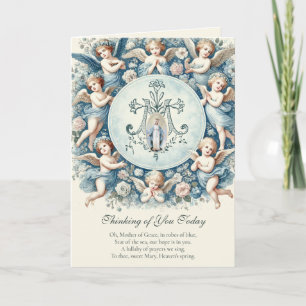 Vintage Blad Mor Mary med Änglar Kort