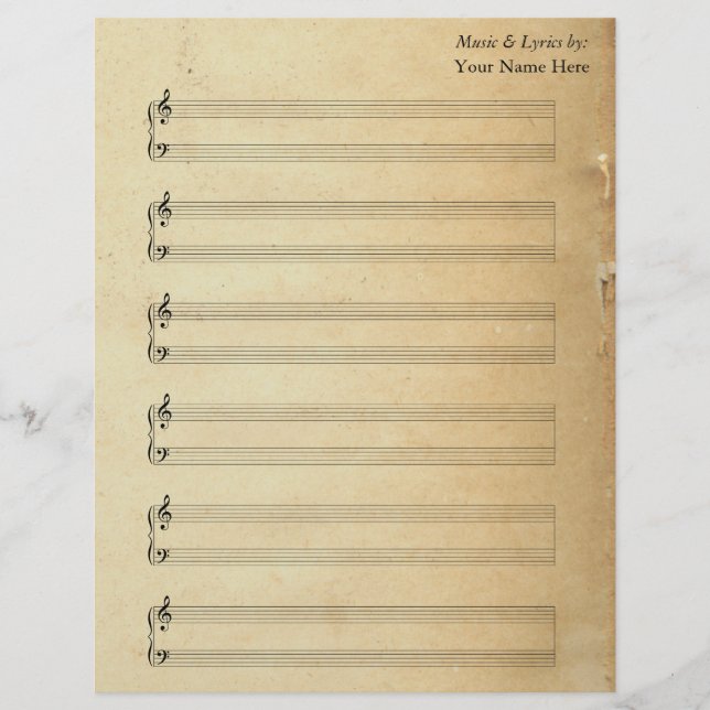 Vintage Blank Lakan Music Piano Staves (Framsida)