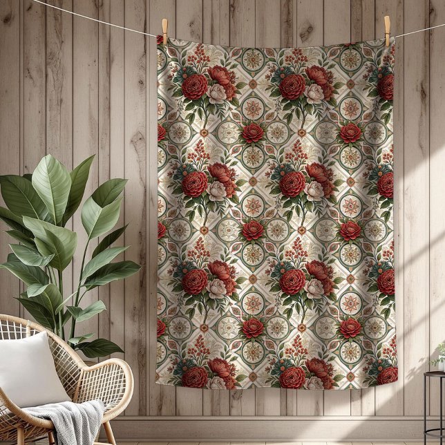 Vintage Blanket Classic Ro Mönster Fleecefilt (Luxury Vintage Blanket Classic Rose Patterns)