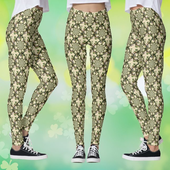 Vintage Blarney Castle & Shamrocks Kaleidoscope Leggings (Vintage Blarney Castle & Shamrocks Kaleidoscope Leggings)