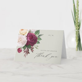 Vintage blåser blommigt bröllop-fototackkort kort