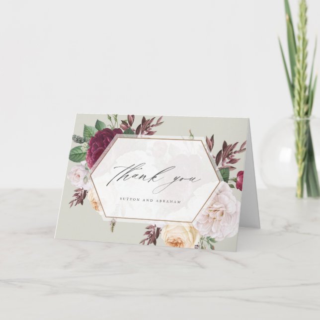 Vintage blåser blommigt bröllop-fototackkort kort (Framsida)