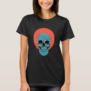 Vintage Blåskullsfyllning Orange Måne-teckning 1 T Shirt