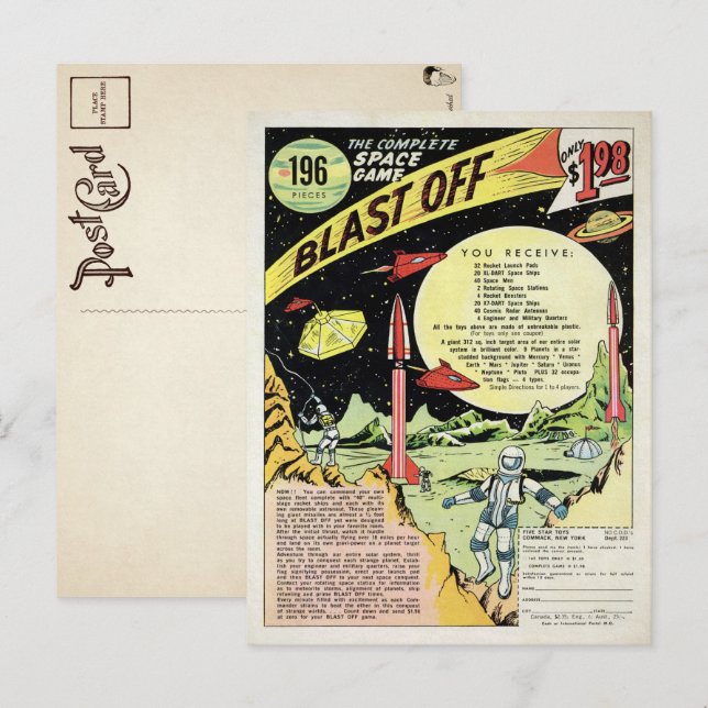 Vintage Blast av spel och vykort (Fram/baksida)