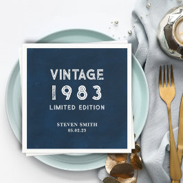 Vintage Blått Anpassningsbar år 40 födelsedagar Pappersservett