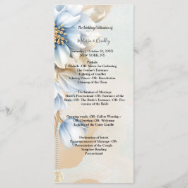 Vintage Blått blommigt  ceremonieprogram Program