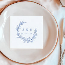 Vintage Blått Blommigt Utandning Monogram