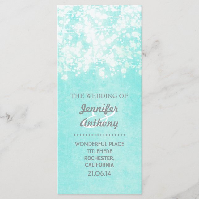 vintage blått bröllopsprogram program (Framsida)