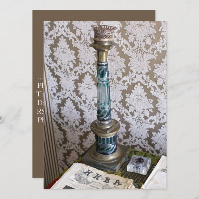 Vintage - blått glasskåp inbjudningar (Fram/baksida)