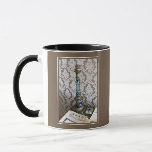 Vintage - blått glasskåp mugg