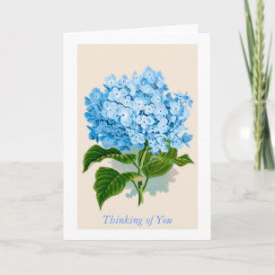 Vintage Blått Hydrangea Bloom Tankning av dig Kort