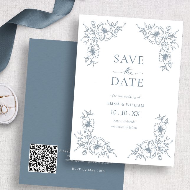Vintage Blått Spara datum Datumet (Vintage Blue Save The Date
)
