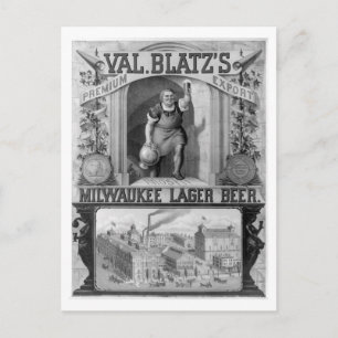 Vintage Blatz's Milwaukee Lager Beer Vykort
