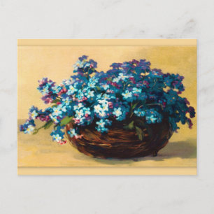Vintage Blau Blumen Vykort