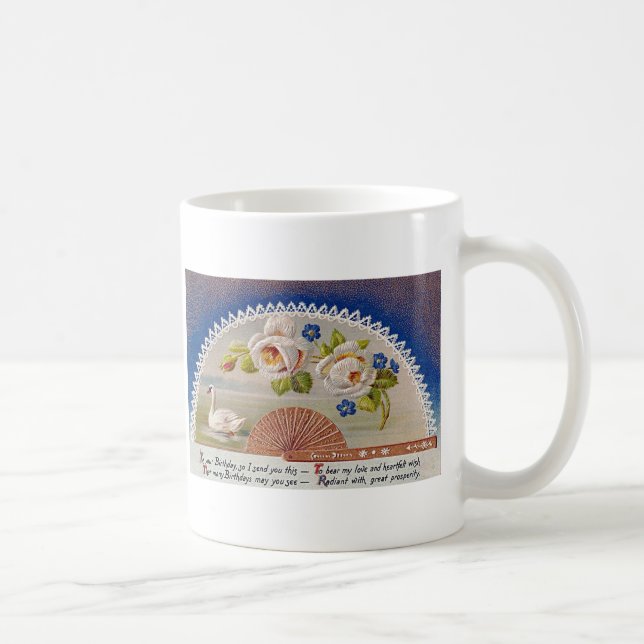 Vintage Blåvykort för födelsedagen Svan Kaffemugg (Höger)