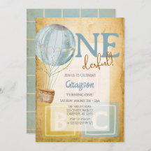 Vintage Blegon 1:a födelsedagsinbjudan