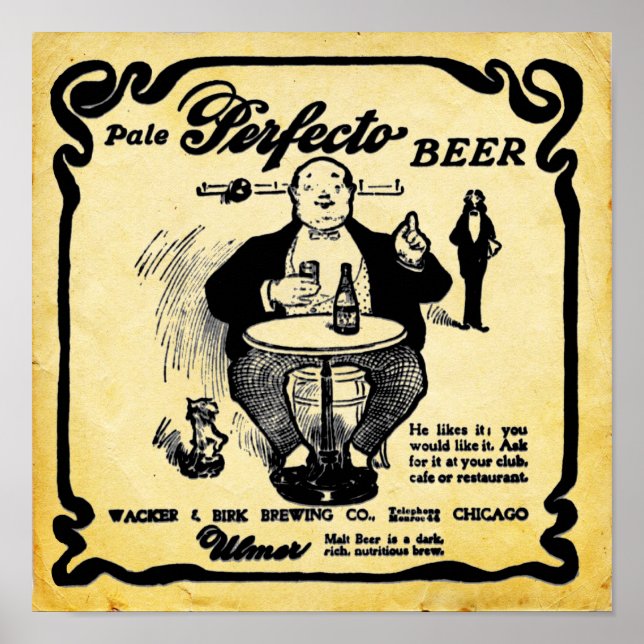 Vintage Blek Perfecto Beer Print Poster (Framsidan)