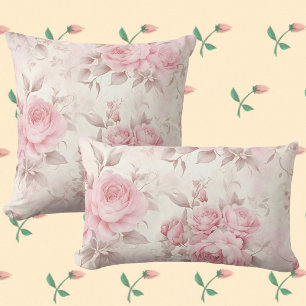 Vintage bleka rosa rosor kudde