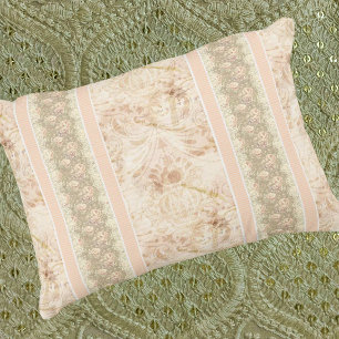Vintage bleknad Damask Blommig Script Prydnadskudde