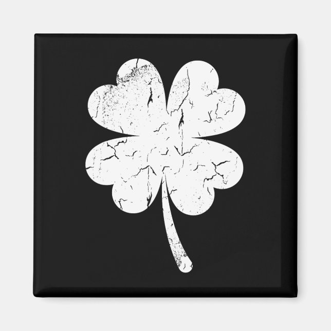 Vintage Bleknad Retro Fyrklöver St Patricks D Magnet (Framsidan)