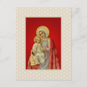 Vintage Blerad Virgin Mary med Jesus Vykort