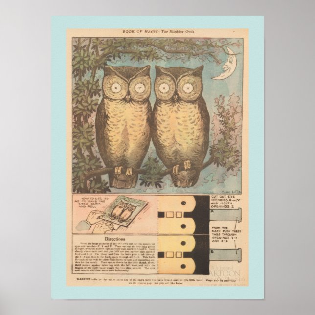 Vintage blinkande uggla söt höst hantverk  poster (Framsidan)