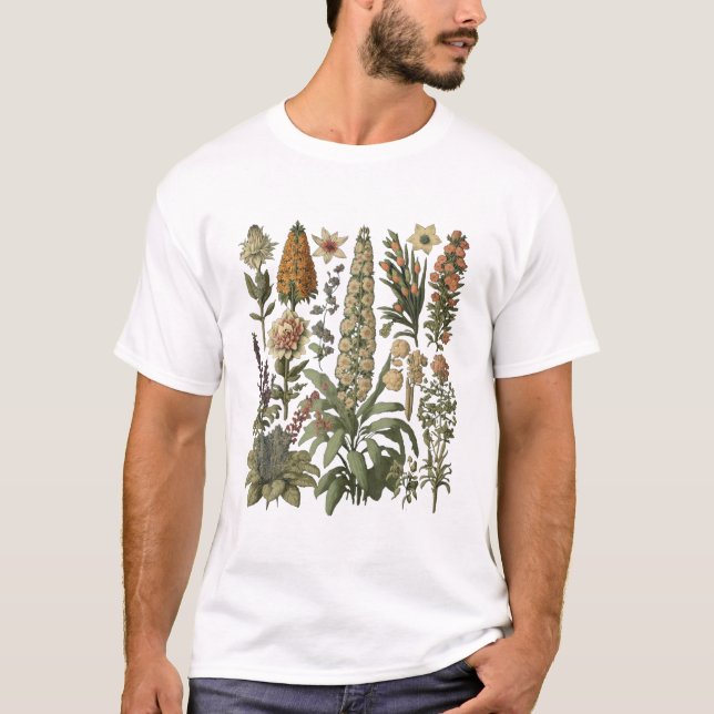 Vintage Blödsblomma Botanisk Coola T Shirt (Framsida)