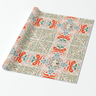 Vintage blom- och bandmönster med elegant utsmyckn presentpapper