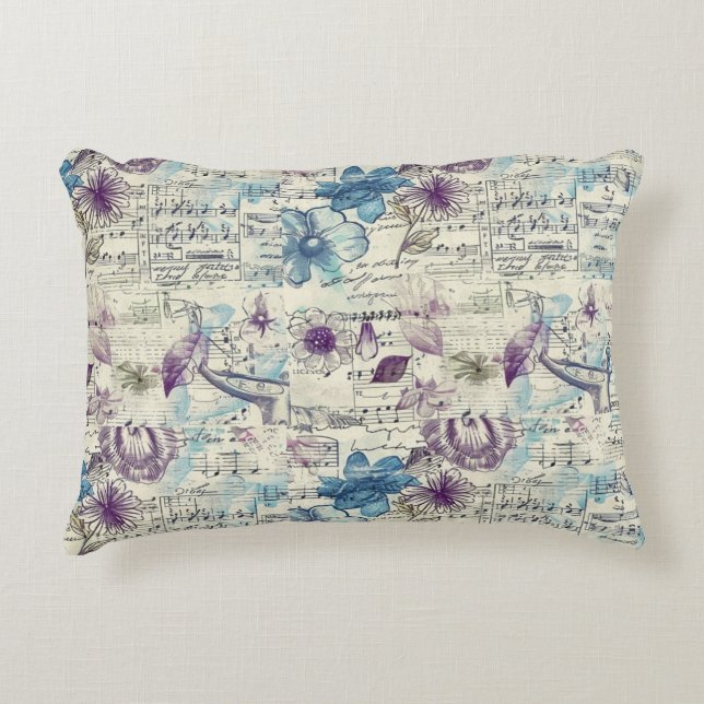 Vintage blomaccentkudde – Shabby Chic Lila  Prydnadskudde (Framsidan)