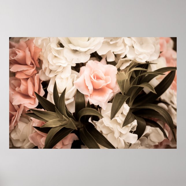 Vintage, blombakgrund, bakgård av pastellblomma poster (Framsidan)